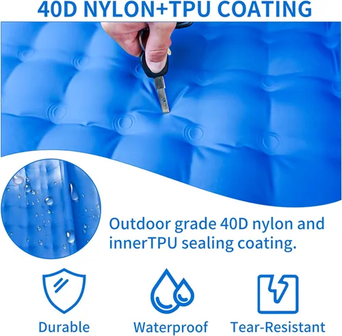 Miniatura 4 de SEVNPRIME Colchoneta de dormir para acampar de 78 x 29 x 5 pulgadas, colchón de aire compacto e impermeable mejorado, bomba de pie incorporada