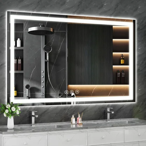 Miniatura 21 de Koonmi - Espejo de baño LED de 20 x 28 pulgadas, retroiluminación + iluminación frontal, espejo de baño LED con luces para pared, 3