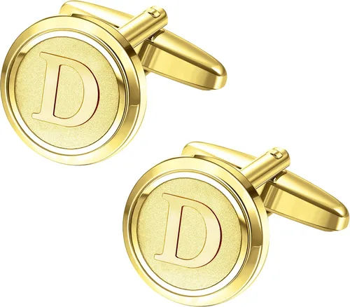 LOYALLOOK Gemelos dorados con iniciales para hombres, gemelos de cobre personalizados, gemelos de letra, regalo para novio, marido, padre, novio,