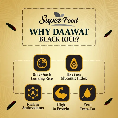 Miniatura 6 de Daawat Black Rice Immuno Plus Arroz negro de grano entero rico en antioxidantes Superalimento sin gluten Alto en fibra, bajo en grasa 1 kg