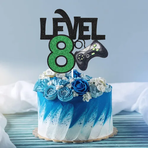 Miniatura 3 de Decoración para pastel de juego de nivel 8 – Suministros de fiesta de 8 cumpleaños para niños – Decoración de fiesta de juegos ganador