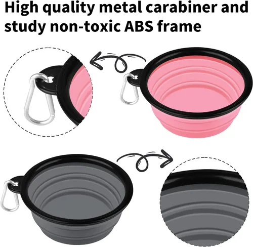 Miniatura 5 de COOYOO Cuenco plegable para perros, paquete de 2 cuencos plegables para agua para perros y gatos, plato portátil para alimentación de mascotas