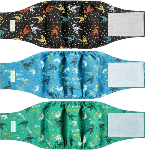 Miniatura 7 de wegreeco Banda Abdominal Lavable para Perros Machos (Patrón Elegante) - Paquete de 3 - Envoltura Abdominal Lavable para Perros Machos, Pañales