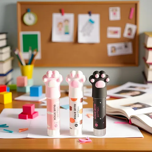 Miniatura 8 de 3 piezas de color aleatorio garra de gato lindo pegamento palo kawaii papelería vinculación herramienta escuela oficina suministros de una pieza