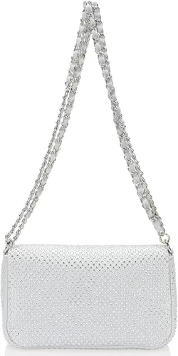 Miniatura 3 de Dexmay - Bolso clásico de cristal con solapa para fiesta, bolso de mano con diamantes de imitación