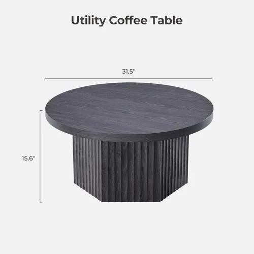 Miniatura 2 de SICOTAS Mesa de Centro Redonda para Sala de Estar, Mesa de Centro Acanalada Moderna de Mediados de Siglo con Almacenamiento, Mesa de Acento de Té