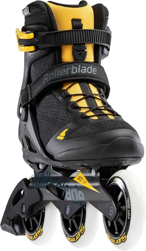 Miniatura 3 de Rollerblade Macroblade 100 3WD - Patines en línea para hombre, color negro y amarillo azafrán, patines en línea de rendimiento
