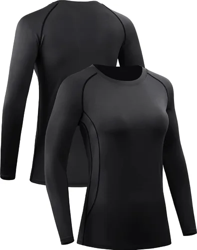 Miniatura 11 de CADMUS Paquete de 1 o 3 camisetas de entrenamiento de manga larga para mujer, camiseta de compresión de ajuste seco para correr