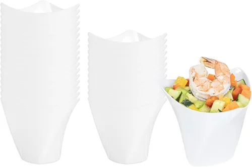 Miniatura 5 de Restaurantware Vasos pequeños de 4 onzas para servir 100 tiradores triangulares de postre – Desechables Crescendo Design Mini tazas de postre