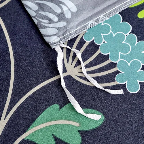 Miniatura 7 de Koudi Juego de funda de edredón floral botánica, tamaño individual, color azul marino, verde, ramas de plantas, reversible, juego de ropa de cama