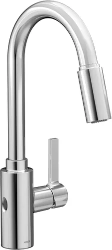Miniatura 16 de Moen Genta LX - Grifo de cocina moderno cromado de una sola manija con rociador extraíble, cabezal de acoplamiento reflectante, grifo para fregadero