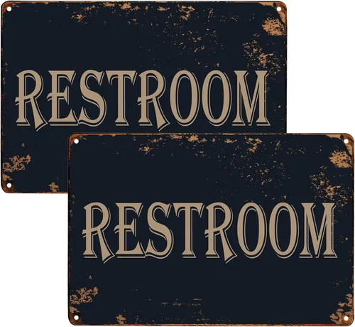 Miniatura 9 de WOSTOD Letrero de metal vintage para puerta de baño, para oficinas, negocios, restaurantes, 8 x 12 pulgadas (paquete de 1)