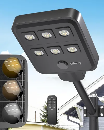 Miniatura 13 de Ofuray Of-12600W - Farolas solares para exteriores – 15 W superbrillantes 120 LED, se ilumina 2,800 pies cuadrados con sensor de movimiento