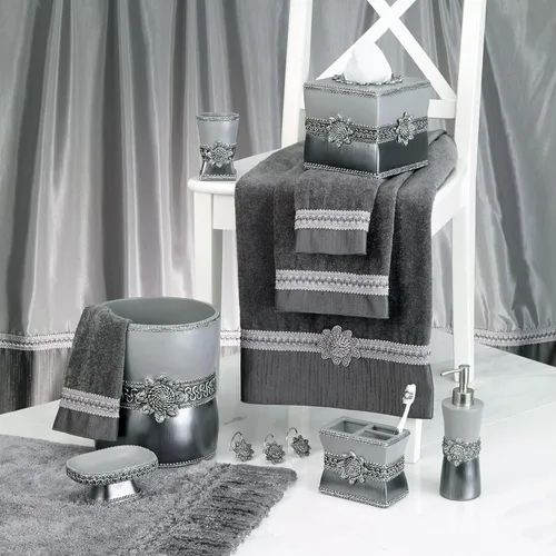 Miniatura 2 de Avanti Linens Medallón - Colección de puños trenzados suaves, toalla de mano, granito