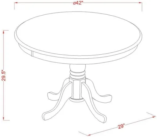 Miniatura 11 de East West Furniture HBGA5-AWA-03 - Juego de mesa de comedor de 5 piezas para 4 personas, incluye una mesa de cocina redonda con pedestal y 4 sillas