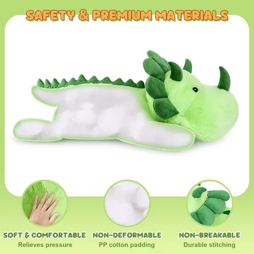 Miniatura 5 de SuzziPals Triceratops de peluche gigante de 43 pulgadas, animal de peluche de dinosaurio gigante realista para aliviar el estrés y compañero
