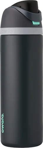 Botella de agua aislada de acero inoxidable Owala FreeSip con pajita - 40 onzas, marea brumosa y funda de silicona, manga protectora antideslizante
