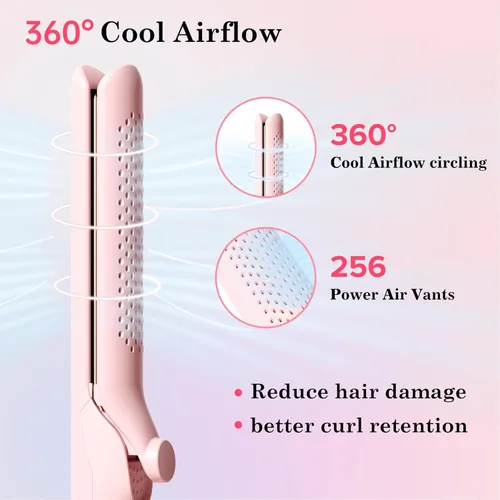 Miniatura 2 de Hahahope Airflow 2 en 1 alisador y rizador - Plancha rizadora de flujo de aire de 360°, plancha plana de 1.25 pulgadas y rizador 2 en 1 para cabello