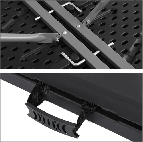 Miniatura 7 de Magshion Mesa plegable de plástico de 4 pies, mesa de comedor portátil plegable para interiores y exteriores con asa, ideal para picnic y Negro