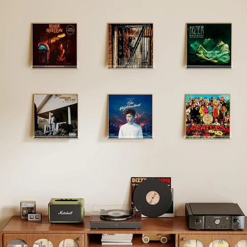 Miniatura 2 de Laurensory Estante para Discos de Vinilo de Montaje en Pared, Soporte Expositor de Álbumes de Acrílico Transparente de 12 Pulgadas, Estantes