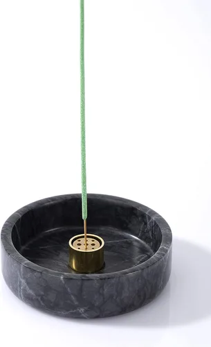 Miniatura 6 de Soporte Palo Santo, quemador de incienso de mármol natural para palitos de Palo Santo, hecho a mano, madera de palo de incienso (negro natural)