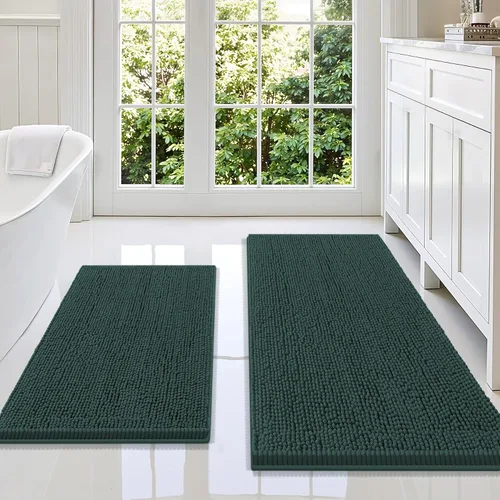 Miniatura 138 de Smiry Juego de 2 alfombras de baño, felpilla suave y absorbente, lavable a máquina, antideslizantes, para bañera, ducha y suelo