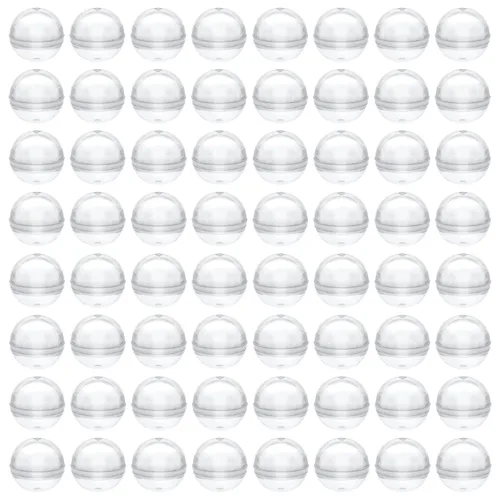 Miniatura 12 de AUEAR, Paquete de 50 cápsulas redondas pequeñas translúcidas de 2 pulgadas, envases vacíos de plástico para chicles para premios de fiesta