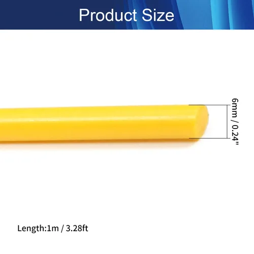 Miniatura 2 de Aicosineg Varilla redonda de plástico polioximetileno barras de ingeniería sólido POM palo amarillo 0.24 x 39.37 pulgadas (D x L) 2