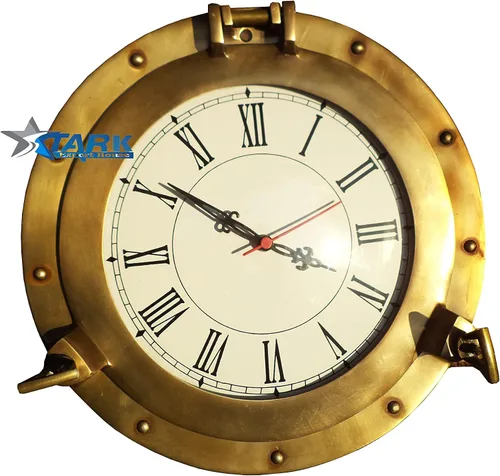 Antiguo 9 pulgadas de latón macizo navegación náutica marina de pared de latón ojo de buey reloj montado en la pared de latón mejor para regalo
