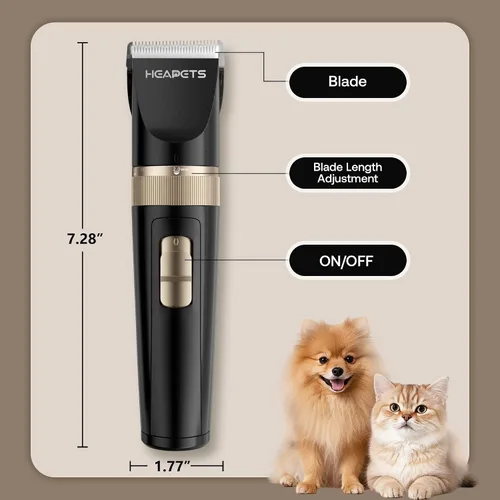 Miniatura 9 de HEAPETS Cortapelos para perros para aseo, bajo ruido, eléctrico silencioso, peine ajustable, cortapelo recargable inalámbrico para perros, gatos