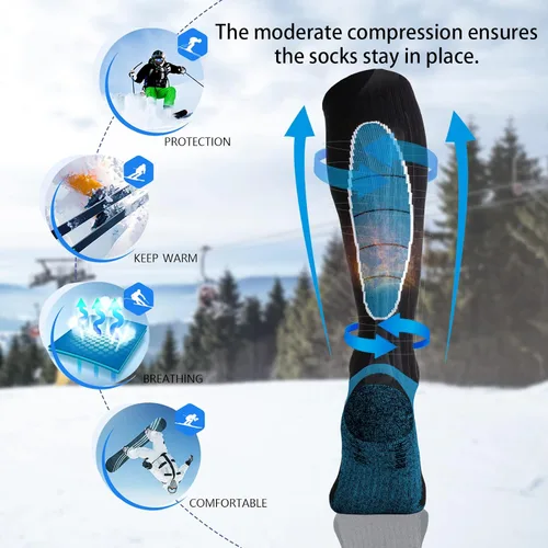 Miniatura 3 de Merino Wool Ski Socks Cold Weather Socks for Snowboarding Snow Winter Thermal Knee-high Warm Socks Hunting