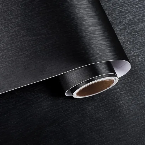 VaryPaper Papel de contacto de acero inoxidable cepillado negro de 15.7 x 78.7 pulgadas para electrodomésticos, papel tapiz metálico negro,