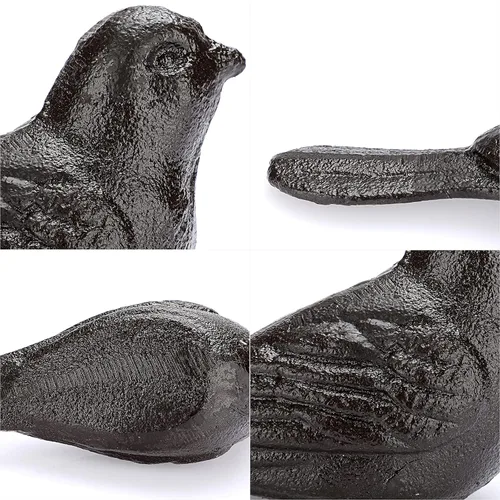 Miniatura 6 de Sumnacon 2 topes de puerta de hierro fundido para pájaros, tapones decorativos rústicos para puerta que evitan perforar agujeros, cuñas de puerta