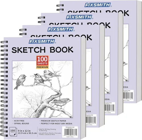 Miniatura 12 de FIXSMITH Cuaderno de bocetos de 5.5"X8.5" 100 hojas (68 lb/100gsm) Cuaderno de bocetos Papel de dibujo libre de ácido Bloc de bocetos de Negro