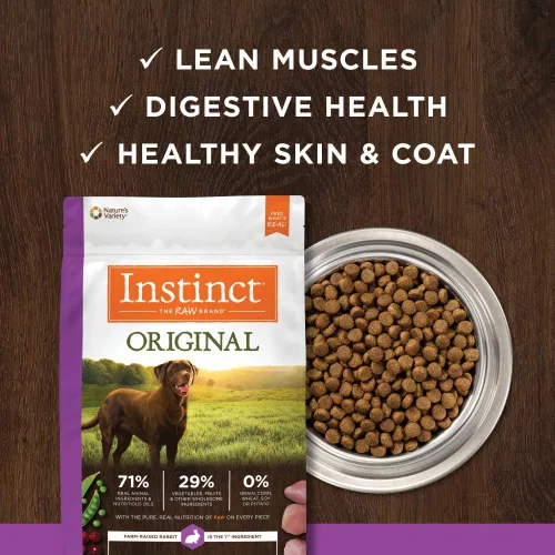 Miniatura 6 de Instinct Alimento Seco Original para Perros, Croquetas con Recubrimiento Crudo, Alto en Proteína, Receta Sin Granos - Conejo Real, Bolsa de 20 lb