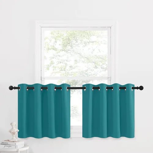 Miniatura 73 de NICETOWN Cortinas opacas de cocina para ventana sobre el fregadero, aislamiento térmico, decoración del hogar, pequeños niveles opacos con ojales