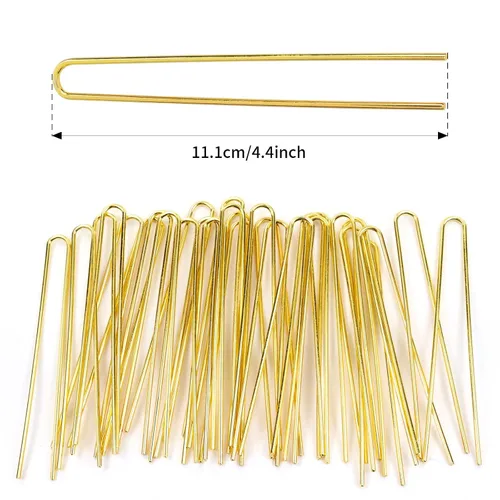 Miniatura 6 de Lawie Paquete de 30 horquillas para el cabello en forma de U de 4 pulgadas, color dorado plateado, palillos para el cabello, palillos largos