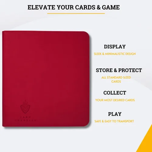 Miniatura 7 de Card Guardian - Carpeta prémium de 12 bolsillos con cremallera para 480 tarjetas coleccionables TCG (rojo) Carpeta perfecta para tarjetas Yugioh