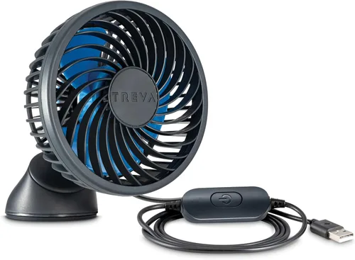 Miniatura 7 de Treva Ventilador de trípode de 5 pulgadas con luz incorporada y soporte de teléfono adjuntable, mini ventilador recargable de 3 velocidades