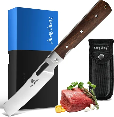 Miniatura 8 de ZhengSheng Cuchillo de Chef Plegable 4.8" Hoja de Acero Inoxidable 440A Afilada Mango de Madera Cuchillo de Cocina Plegable de Bolsillo Estilo #2
