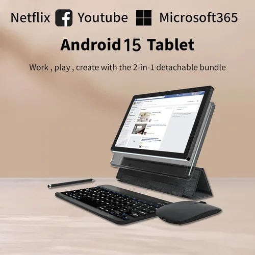 Miniatura 4 de COLORROOM Tablet Android 15 de 11 pulgadas, desbloqueo facial, carga rápida de 18 W, 12 GB+128 GB+1 TB expandir, CPU octa-core, batería grande