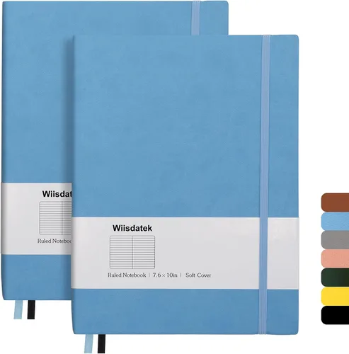 Miniatura 12 de Cuadernos B5 con rayas universitarias, paquete de 2 cuadernos grandes B5 con 376 páginas numeradas, papel rayado grueso de 3.53 oz/m², cubierta