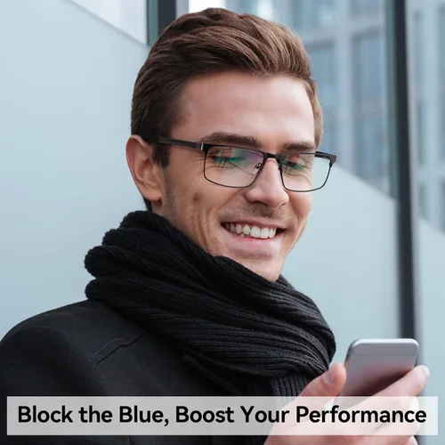 Miniatura 2 de Dollger Gafas de luz azul para hombre, marco de metal, rectangular, pantalla de computadora, lentes de bloqueo de luz azul