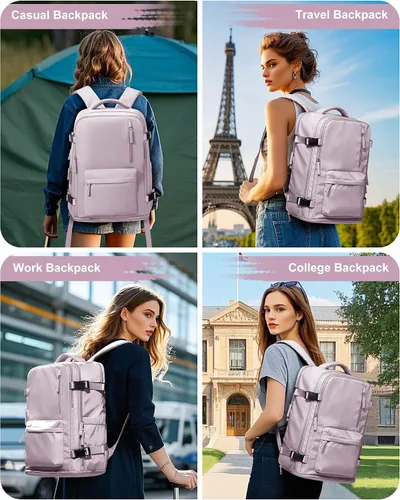 Miniatura 7 de VGCUB Mochila Grande de Viaje para Trabajo y Negocios Equipaje de Mano Aprobado para Vuelo Mochila para Laptop para Mujeres y Hombres Mochila de Rosa