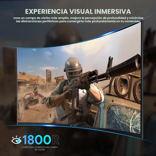 Miniatura 4 de CRUA Monitor curvo de 27 pulgadas, panel VA FHD (1920 x 1080P), 100 HZ, monitor de computadora profesional 120% sRGB, biseles estrechos en tres
