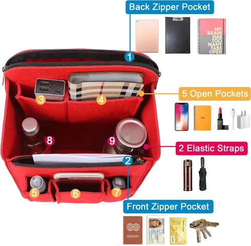 Miniatura 3 de Yoillione Organizador de mochila de fieltro para mujeres y hombres, mochila de viaje grande con alta capacidad, organizador de bolsas ligeras