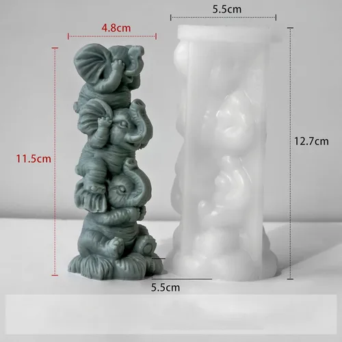 Miniatura 4 de Molde de resina animal para elefante, moldes de silicona de fundición de resina para decoración del hogar y fabricación de velas, molde en espiral