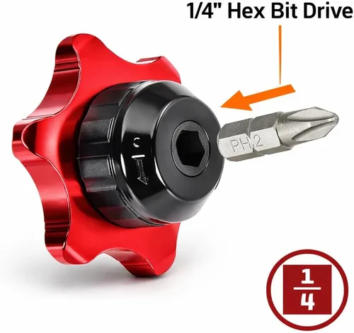 Miniatura 4 de Powerbuilt Trinquete de dedo de 1/4 de pulgada, doble cara para dados de 1/4 pulgadas y puntas hexagonales, mecanismo reversible de 36 dientes
