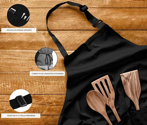 Miniatura 4 de Utopia Kitchen Paquete de 10 delantales ajustables con 2 bolsillos, resistente al agua y al aceite, delantal de chef de cocina para mujeres