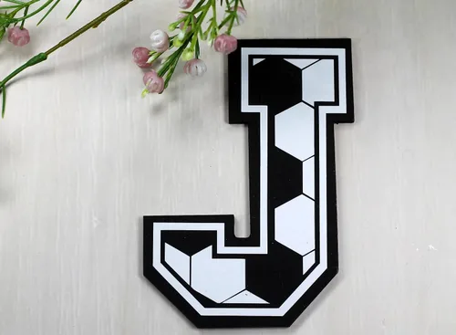 Miniatura 2 de Letra de madera con temática deportiva para habitación de niño, decoración de habitación deportiva de 5 pulgadas (fútbol)